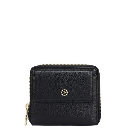 Wax Leather Ladies Wallet - Black