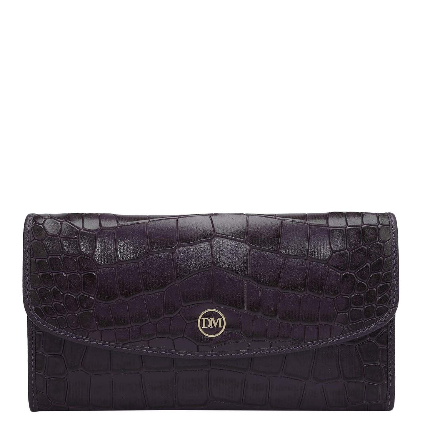 Croco Leather Ladies Wallet - Grapevine
