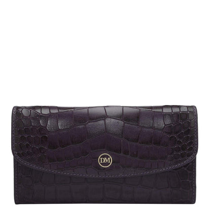 Croco Leather Ladies Wallet - Grapevine