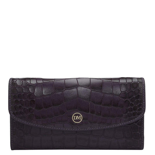 Croco Leather Ladies Wallet - Grapevine