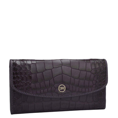 Croco Leather Ladies Wallet - Grapevine