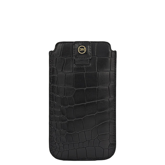 Croco Leather Mobile Case - Black