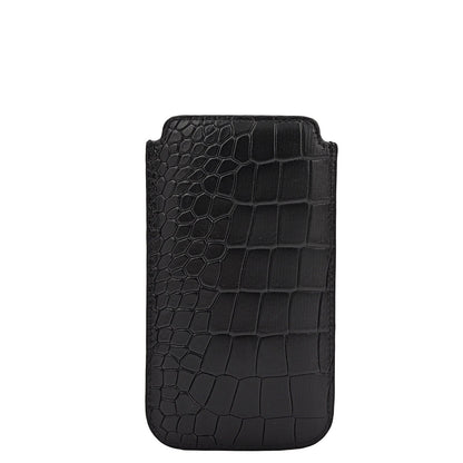 Croco Leather Mobile Case - Black
