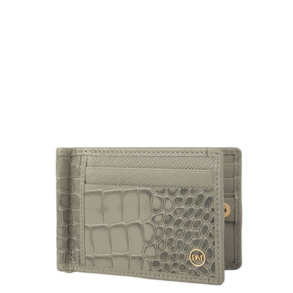 Croco Franzy Leather Money Clip - Stone Grey