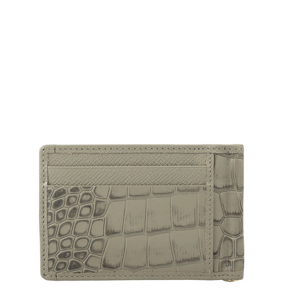Croco Franzy Leather Money Clip - Stone Grey