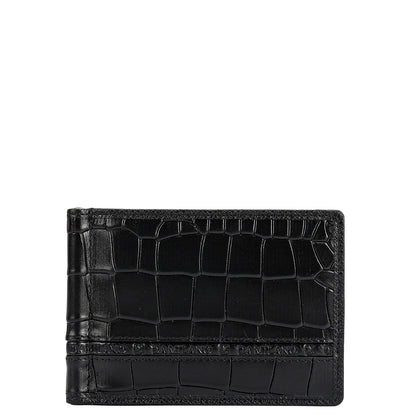 Croco Leather Money Clip - Black