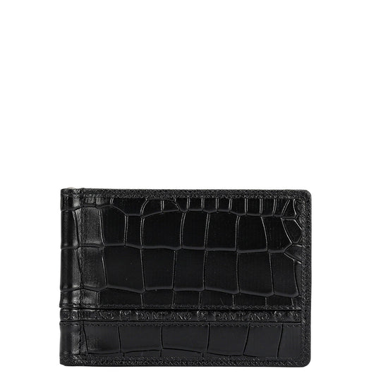 Croco Leather Money Clip - Black
