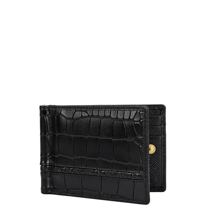 Croco Leather Money Clip - Black