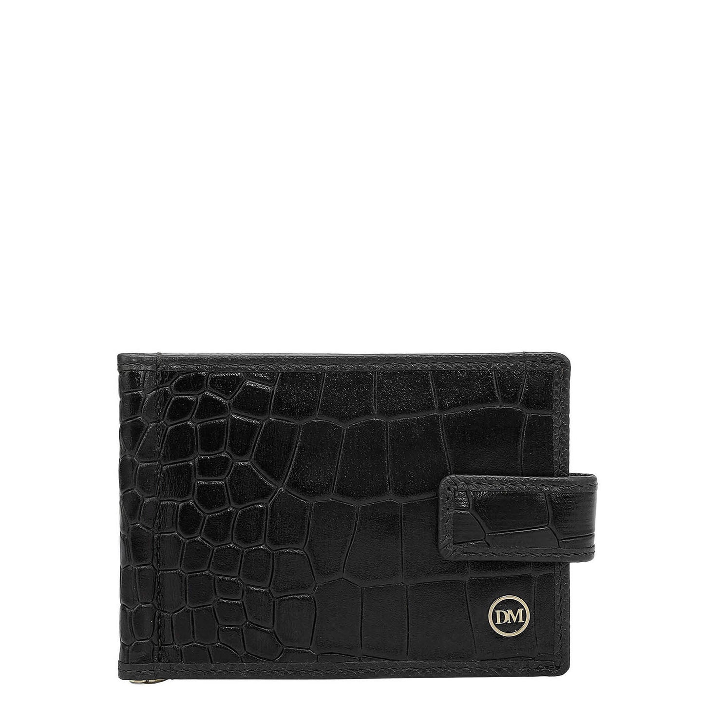 2 Slots Leather Money Clip - Black