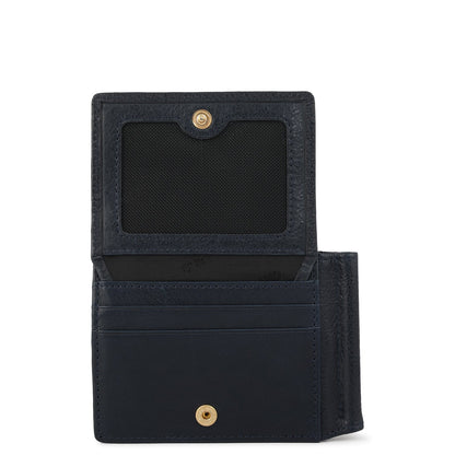 Plain Leather Money Clip - Navy