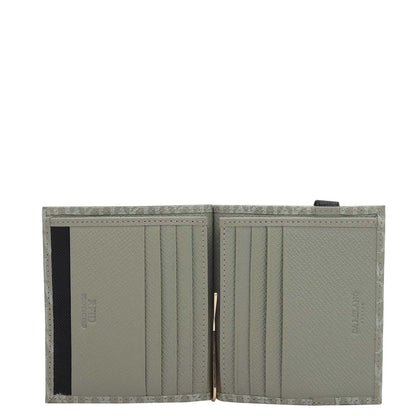 Monogram Leather Money Clip - Stone Grey