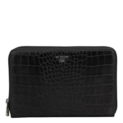 Croco Leather Multi Pouch - Black