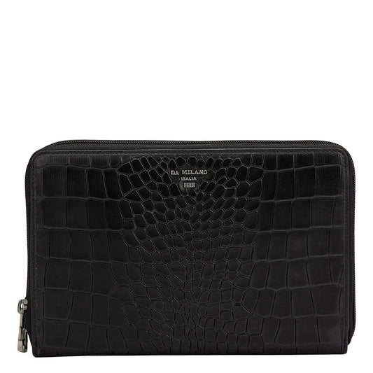 Croco Leather Multi Pouch - Black