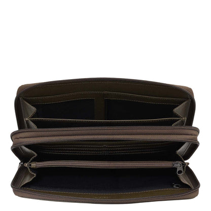Croco Leather Multi Pouch - Military Green