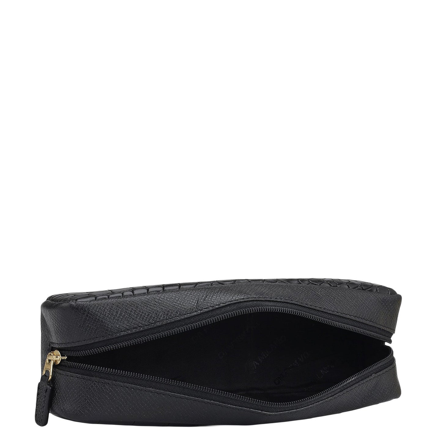 Croco Franzy Leather Multi Pouch - Black