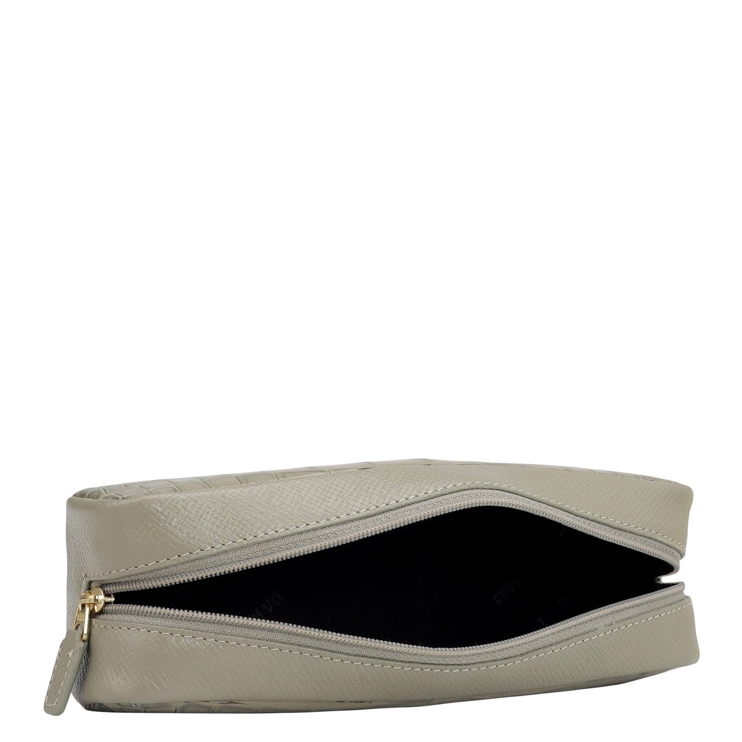 Croco Franzy Leather Multi Pouch - Stone Grey