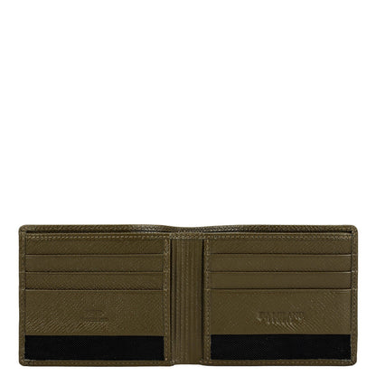 Military Green Bifold Leather Mens Wallet