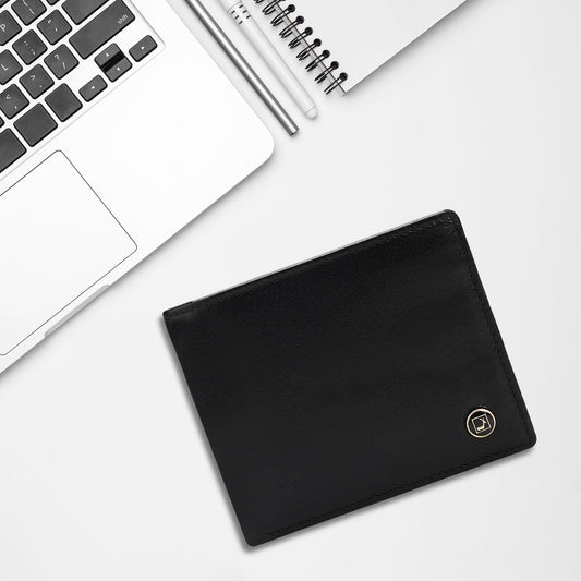Black Bifold Leather Mens Wallet