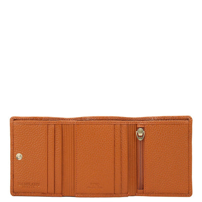 Orange Trifold Leather Mens Wallet