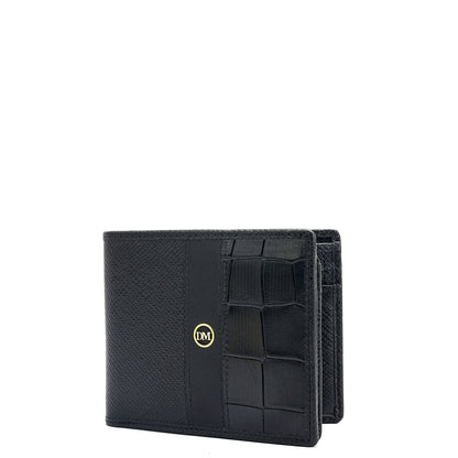 Franzy Croco Leather Mens Wallet - Black