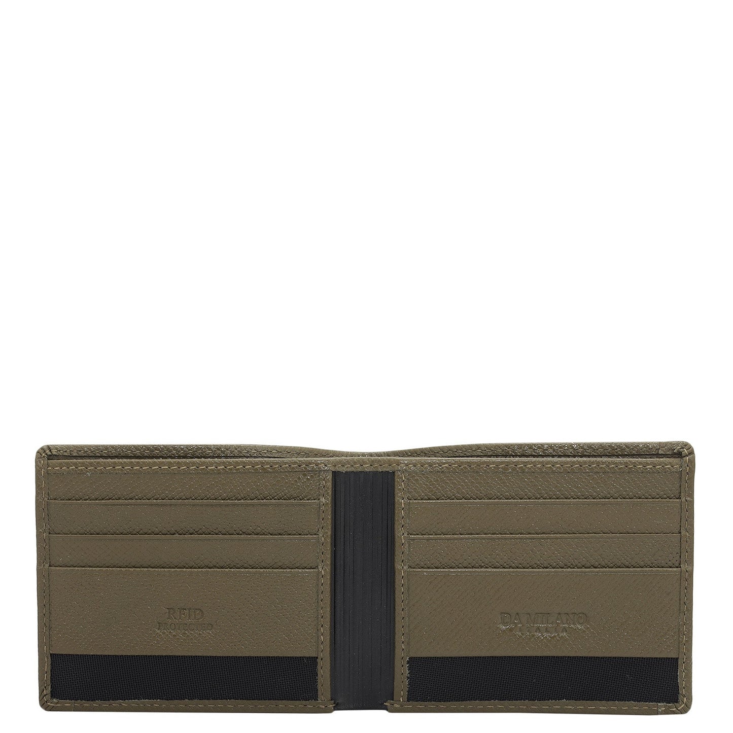 Military Green Bifold Leather Mens Wallet