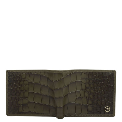 Military Green Bifold Leather Mens Wallet