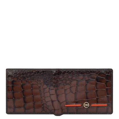 Croco Leather Mens Wallet - Brown