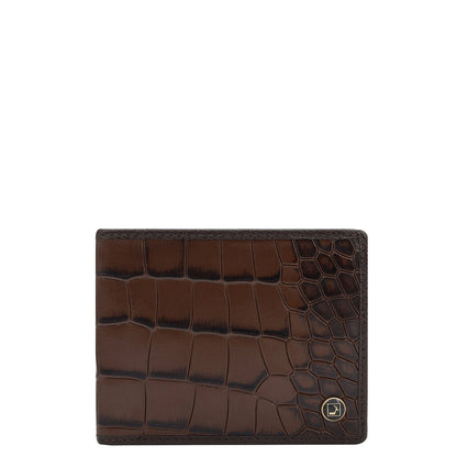 Croco Leather Mens Wallet - Brown