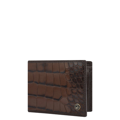 Croco Leather Mens Wallet - Brown