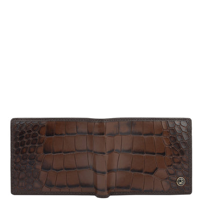 Croco Leather Mens Wallet - Brown