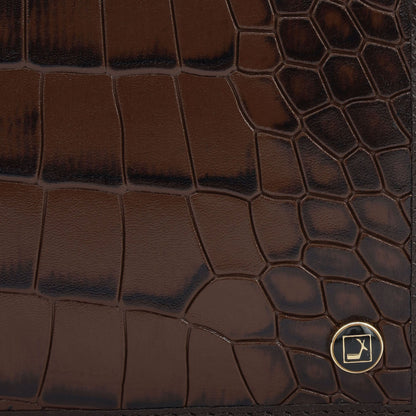 Croco Leather Mens Wallet - Brown