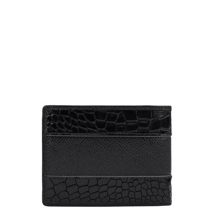 Croco Franzy Leather Mens Wallet - Black