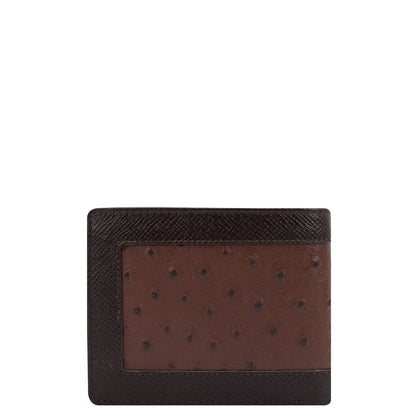 Ostrich Franzy Leather Mens Wallet - Brown