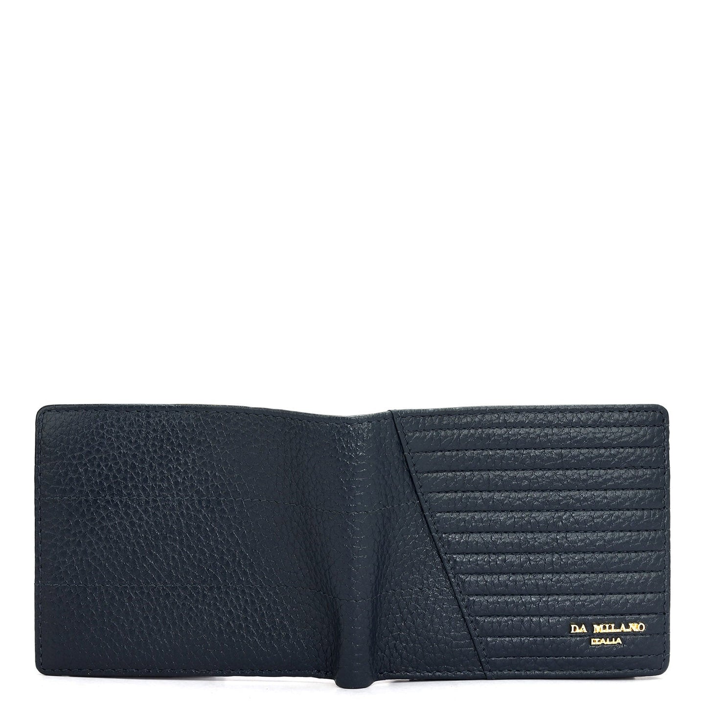 Wax Stripe Leather Mens Wallet - Navy