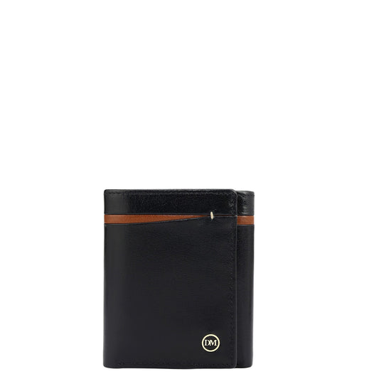 Black Trifold Leather Mens Wallet