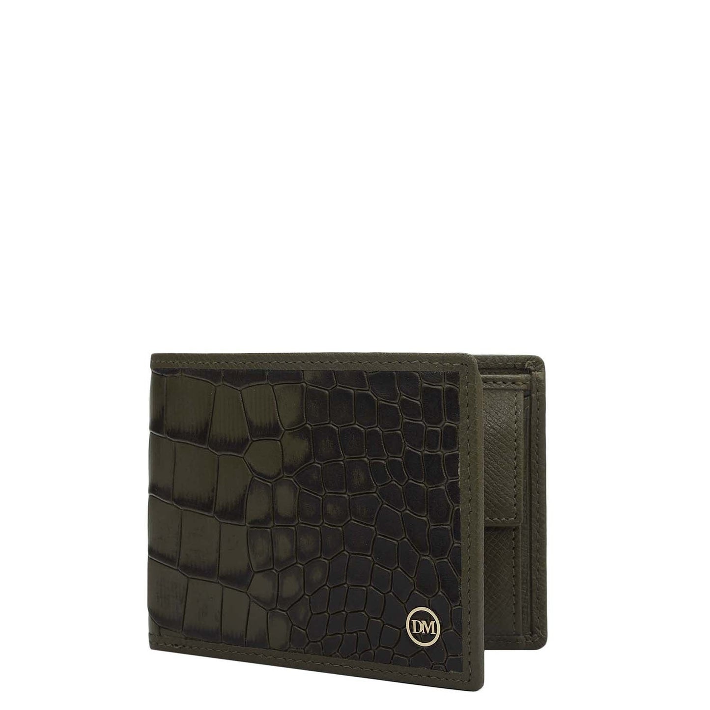 Military Green Bifold Leather Mens Wallet