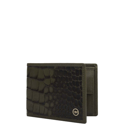 Military Green Bifold Leather Mens Wallet