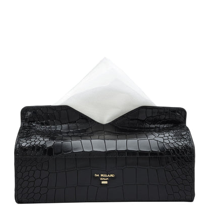 Croco Leather Napkin Case - Black