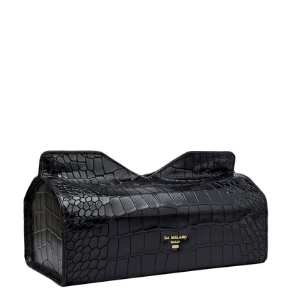 Croco Leather Napkin Case - Black