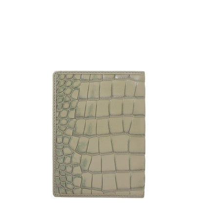 Croco Leather Passport Case - Stone Grey