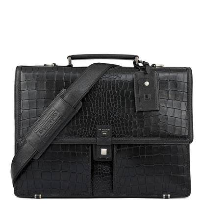 Croco Leather Portfolio - Black