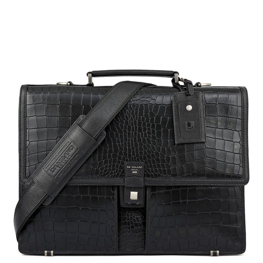 Croco Leather Portfolio - Black