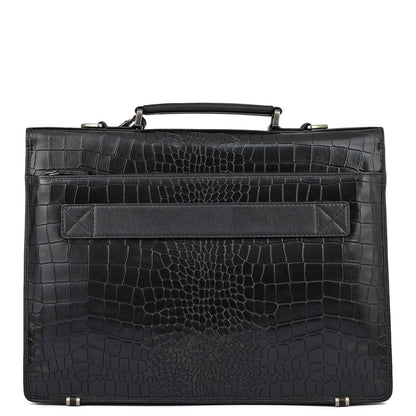 Croco Leather Portfolio - Black