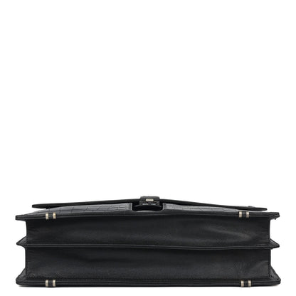 Croco Leather Portfolio - Black