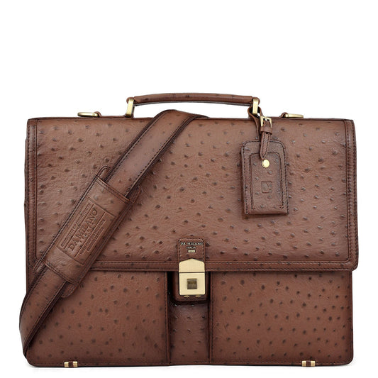 Ostrich Leather Portfolio - Brown
