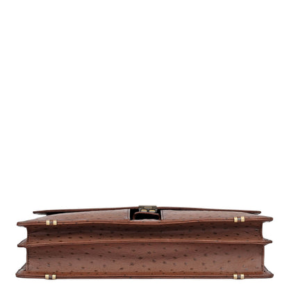 Ostrich Leather Portfolio - Brown