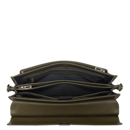 Croco Leather Portfolio - Military Green