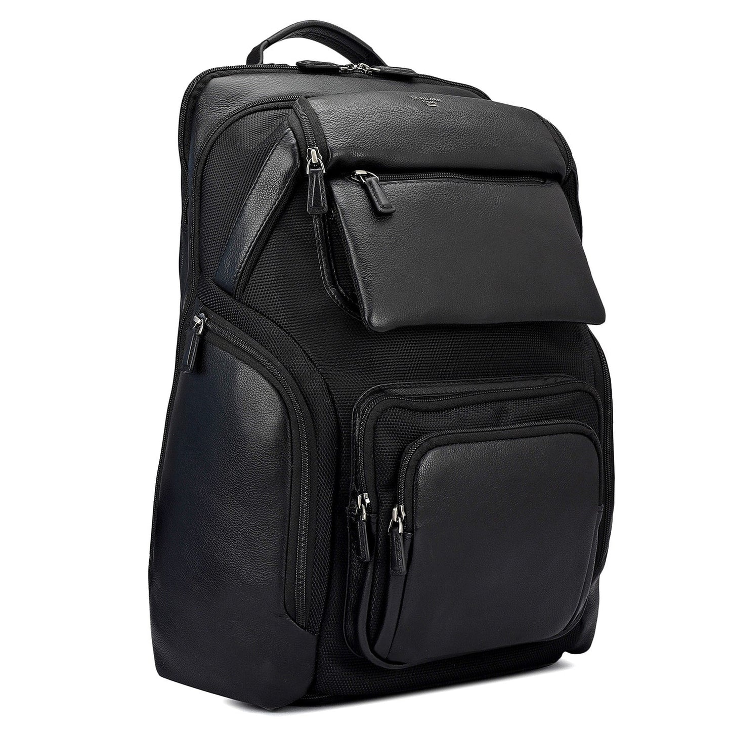 Canvas Wax Leather Backpack - Black