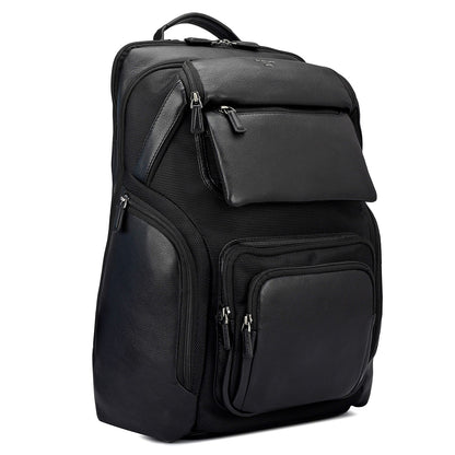 Canvas Wax Leather Backpack - Black