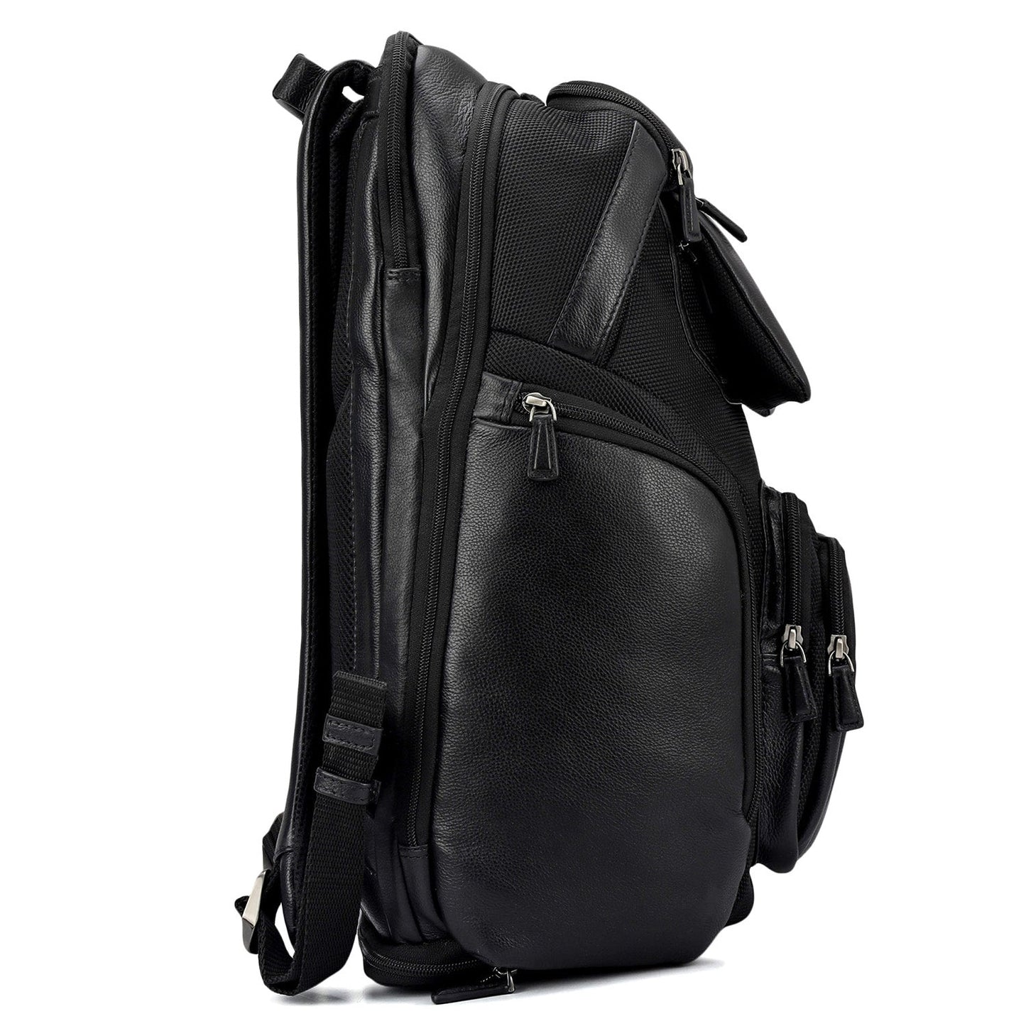 Canvas Wax Leather Backpack - Black